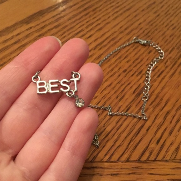 “Best” Silver Necklace with Silver Stud Jewel - Picture 3 of 7